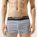 Mens 100% Cotton Striped Loose Home Boxer Shorts