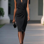 Jayda | Midi Dress with Side Draping and Sophisticated Charm