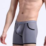 3 Pack Men's Long Leg Boxer Briefs Made of Ultra-Thin Ice Silk with Anti-Wear Elastic