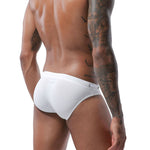 Mens U Convex Pouch Drawstring Solid Swimming Briefs