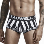 Mens Striped Support Pouch Boxer Briefs With Fly