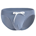 Mens U Convex Pouch Drawstring Solid Swimming Briefs