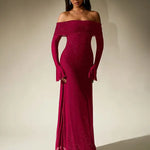 ANDREA™ - Women's Off-The-Shoulder Ruched Contrast Sequin Bodycon Dress