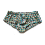 2 Pack Men's Button Fly Plaid Print Comfort Breathable Trunks