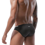 Mens U Convex Pouch Drawstring Solid Swimming Briefs