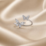 White Gold Double Butterfly Zirconia Ring