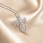 White Gold Twisted Cross Necklace