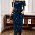 MYLA™ - Trendy Ruched Off-The-Shoulder Dress for Elegant Parties