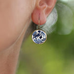 Bird Botanical Round Drop Earrings