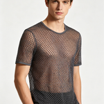 Men's Fishnet Hollow Out Breathable High Elastic Activewear Tops
