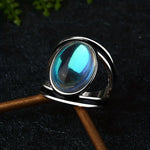 Statement Silver Oval Moonstone Ring