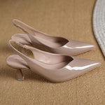 AMIRA™ - Women’s PU Leather Slingback Heels Simple Solid Color Pointed Toe Pumps