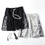 Mens Pattern Patchwork Elastic Active Athletic Shorts
