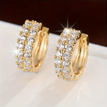 Vintage Micro Zirconia White Gold Hoop Earrings