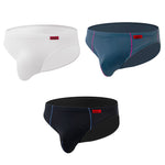 3 Pack Men's Nylon Plaid Lift Hip Briefs Triangle Briefs
