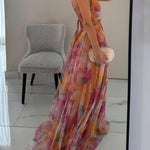 Karen | Painted Floral Print V-Neck Maxi Dress