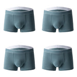 4Pcs Men's Cotton Solid Mid-rise Trunks