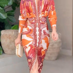 Eva | Sun Escape Unique Print Dolman Midi Dress