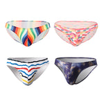 4 Pack Men's Low Rise Print U-Pouch Moisture Wicking Bikinis