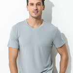 60S Double-Sided Modal Fashion V-neck Men's Solid Color Short-Sleeved T-shirt