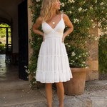 Rosium | Spaghetti Strap Lace Bodice Knee Length Dress