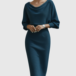 Genesis | White Draped Batwing Midi Dress