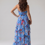 Avery | Halter Ruched Floral Maxi Dress