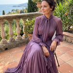 Demetria | Tie Neck Ruffle Tiered Maxi Dress