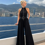 Erin | Belted High-Neck Wide-Leg Jumpsuit