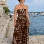 Sorien | Strapless Polka Dot Pattern Midi Dress