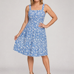 Leneva | Square Neck Floral Print Knee Length Dress