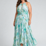 Charlotte | Pleated Halter Floral Midi Dress
