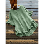EVITA™ - Simple Plus Size Ruffle Hem Summer Blouse