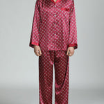 Men's Print Sleepwear Silk Satin Pajamas Set