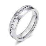 Elegant White Crystals Titanium Band