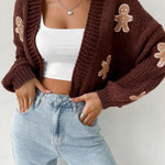 HEIDI™ - Open Front Knit Cardigan with Cartoon Print for Cozy Outfits