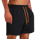 Men Shinny Plain Waterproof Swim Trunks
