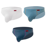 3 Pack Men's Nylon Plaid Lift Hip Briefs Triangle Briefs