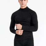 Mid-neck Men's Fleece Warm Bottoming Top T-shirt