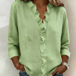 Susan | Blouse with Ruffles, V-Neck and Long Sleeves