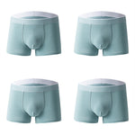 4Pcs Men's Cotton Solid Mid-rise Trunks
