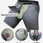 Dual Pouch Men's Long Legs Sports Boxer Briefs