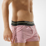 Mens 100% Cotton Striped Loose Home Boxer Shorts