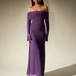 ANDREA™ - Women's Off-The-Shoulder Ruched Contrast Sequin Bodycon Dress