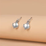 Elegant Round Cabochon Moonstone Earrings