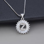 White Gold Initial Letter Zirconia Necklace