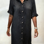 Belinda| Comfortable denim dress with flattering ruching