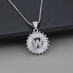 White Gold Initial Letter Zirconia Necklace