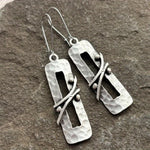 Elongated Silver Rustic Earrings