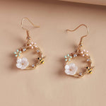 Bee Flower Gold Drop Earrings